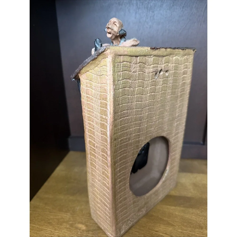 Ceramic Clock Roofers At Work Hand Sculpted by Susan G. Healy Ohio Pottery